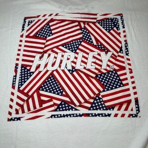 Hurley White Red Blue Patriotic Logo Graphic T-Shirt Men XXL White 4th Of July